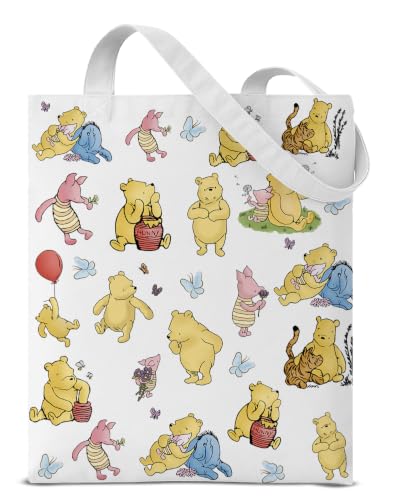 Cute Pooh Bear Aesthetic Reusable Tote Bag, Funny Gifts for Women Friends - color: Bears