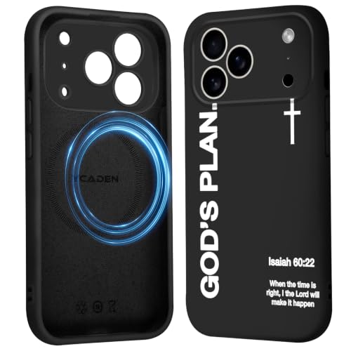 Magnetic Phone Case for iPhone 17 Pro/iPhone 18 Pro, Aesthetic Jesus Bible Verse Cross Pattern Print, Compatible with Magsafe, Shockproof Soft Silicone Cover for iPhone 17 Pro 6.3", Black - color: Black, size: iPhone 17 Pro