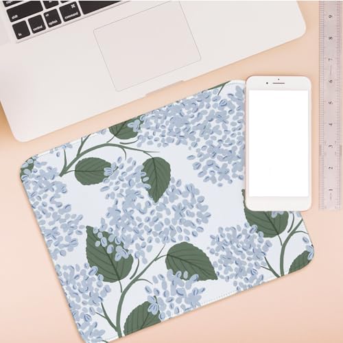UTELKA Blue Flroal Mouse Pad, Hydrangea Mousepad Aesthetic 10x8 - color: Light Blue Hydrangea, size: 10.2L x 8.2W inches