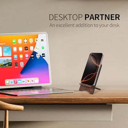 Cell Phone Stands, Desktop Stand, Luxury Nature Wood Simple Phone Stand, Compatible with iPhone & All Cell Phones, Ultra-Stable, Portable & Non-Slip Design, 2 Pieces, Walnut - color: Walnut