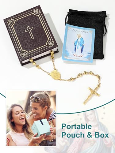 Supcare Rosary for Men Women Catholic Necklace Rosary Beads Customized - color: B03-Virgin Mary Yellow with Case