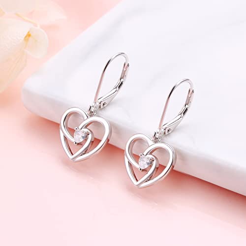 S925 Sterling Silver Heart Dangle Drop Earrings for Women Jewelry Gift - style: Heart CZ