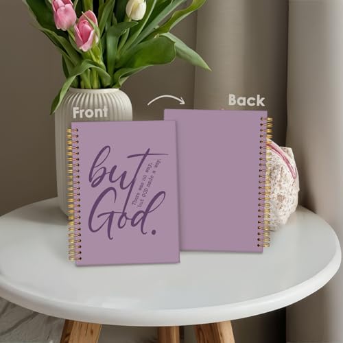 Wheatwin Bible Notebook, But God Christian Notebook Journal, Christian Gifts for Men Women, Inspirational Christian Hardcover Spiral Notebook 5.5x8.3 - Purple - color: But god - Purple