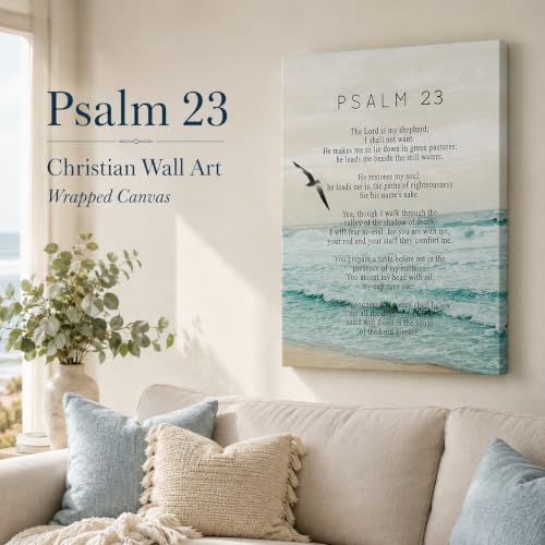 Pappus Bible Psalm 23 Canvas Wall Art Christianity Verse Picture Wall Decor - color: Psalm 23, size: 36"L x 24"W