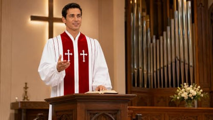MyGradDay Unisex Deluxe Clergy Robe，clergy church gown - color: White(red), size: 60''(6'3''-6'5'')