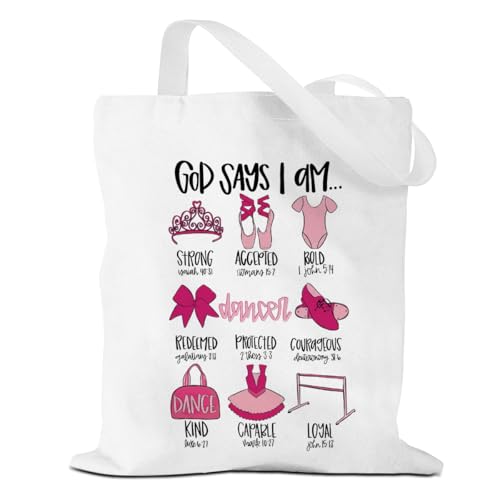 VICBOU Bible Verse Canvas Tote Bag, Inspirational Religious Christian Gifts for Women Men Canvas Tote Reusable Grocery Bags - color: Godsays09