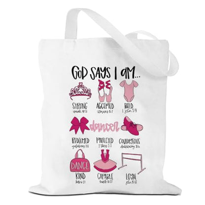 VICBOU Bible Verse Canvas Tote Bag, Inspirational Religious Christian Gifts for Women Men Canvas Tote Reusable Grocery Bags - color: Godsays09