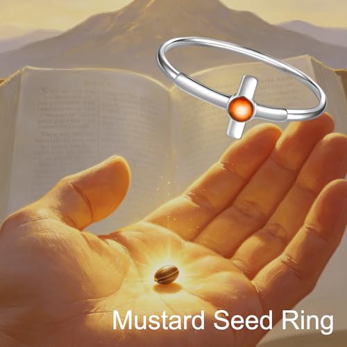 Helonley Birthstone Stack Rings for Women: 925 Sterling Silver Stacked Ring - color: Mustard Seed Ring