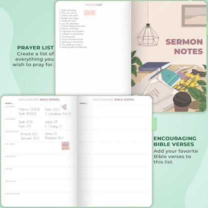 Clever Fox Bible Study Journal, Guide, Supplies for Women 7x10 Mint Cream - color: Mint Cream, size: Smaller than A4 (7" x 10")
