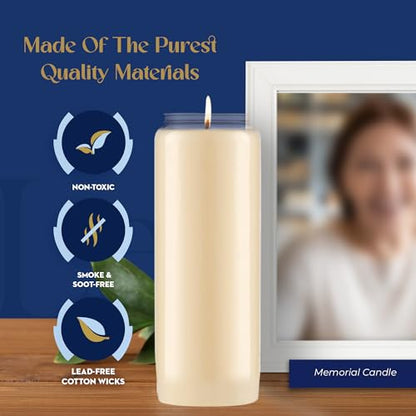 Lerner 9-Day Memorial Candles, 10 Pack, 7” Pillar Prayer Candle in Plastic Jar, Long-Lasting Smokeless Clean Burning Mourning & Shiva Candle for Vigils, Church, Emergencies, Jewish Yahrzeit Candles - style: 10 Pack