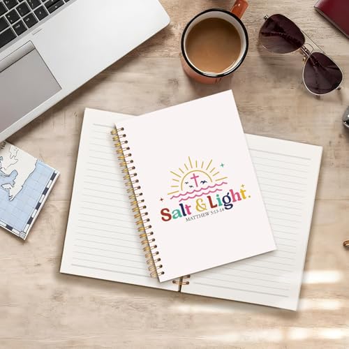 Boho Christian Notebook Journal, Christian Gifts for Women, Matthew 5:13-14 Bible Prayer Spiral Hardcover Notebook Journal for Church Notes Study Office Work, 5.5x8.3 Inch - color: Salt and Light