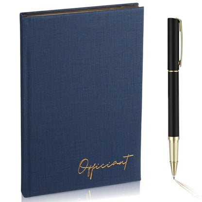 Engrowtic Wedding Officiant Book with Pen 5.25x8.25,Dark Blue,Classic - color: Dark Blue, style: Classic