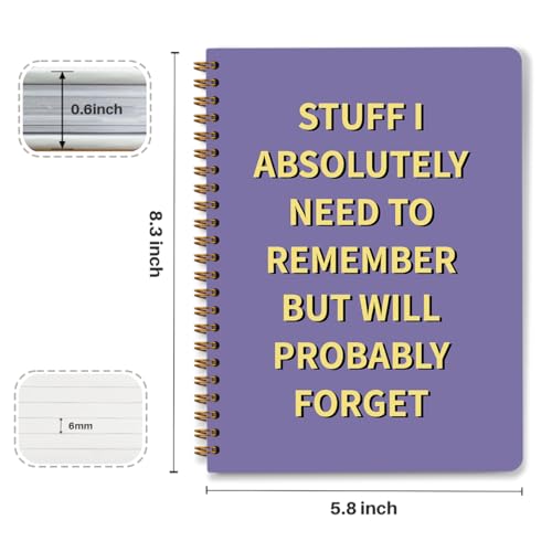 Funny Purple Office Spiral Notebook, Work Notebook for Women, 5.8x8.3 Inch - color: Funny Memory 02