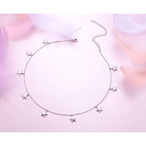 DAOCHONG Women S925 Sterling Silver Disc Statement Choker Necklace - style: Starfish
