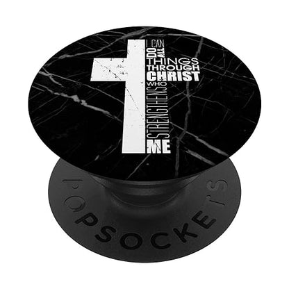Christian Bible Verse Religious Philippians 4:13 Cross Gifts PopSockets Adhesive PopGrip - style: Adhesive PopGrip