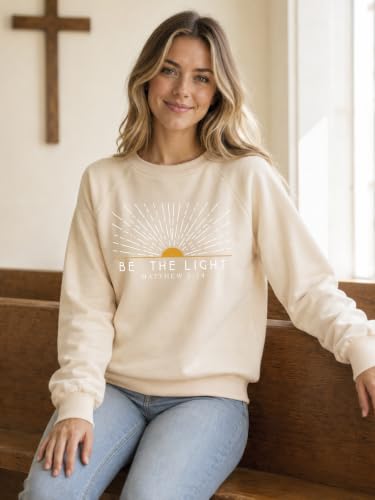 Christian Sweatshirt for Women Be The Light Pullover - color: Apricot -1, size: Medium