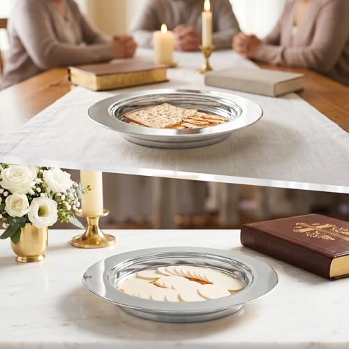 1Pcs Stainless Steel Communion Bread Plate for Church,Silver,No Lid - color: Silver