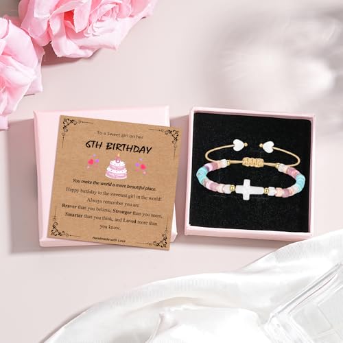 Bracelets for Girls Cross Soccer Bracelets Birthday Gifts for Girl - color: 2# 6th Birthday