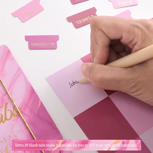 Laminated Bible Tabs for Women, Pink, Gold Foil Embossed Lettering, 105pcs - style: Gold Foil Pink