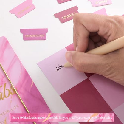 Laminated Bible Tabs for Women, Pink, Gold Foil Embossed Lettering, 105pcs - style: Gold Foil Pink