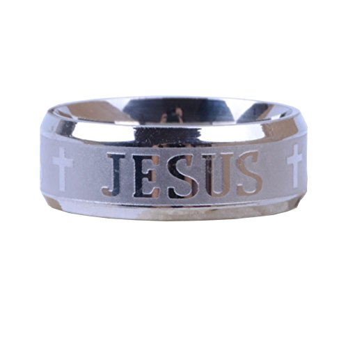 Tanyoyo 8MM Stainless Steel Jesus Cross Ring Silver Size 6-14