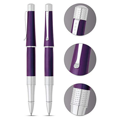 Cross Beverly Refillable Gel Ink Rollerball Pen, Medium Rollerball, Includes Premium Gift Box - Purple Lacquer - color: Purple, style: Rollerball Pen