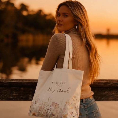 Christian Canvas Tote Bag,Christian Bags For Women. - color: White Christian Totebag-12