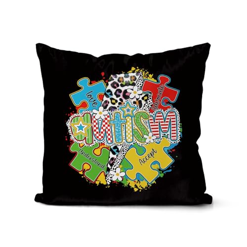 QIYUHOY Autism Puzzle Mental Health Throw Pillow Covers, 18x18 Inch - color: 009-motivational