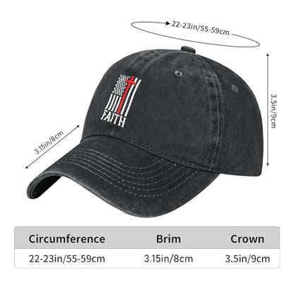 Embroidered Baseball Cap Christian Hat for Men Women - color: Black, style: Faith Usa Flag