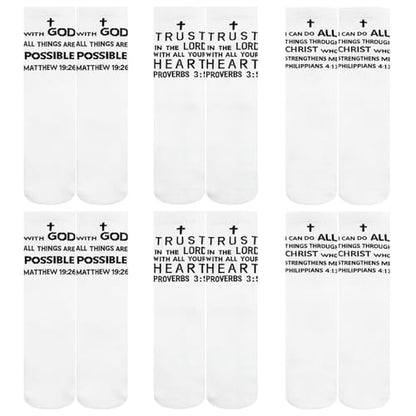 Shyyween 6 Pairs Christian Catholic Sock Bible Verse, Us 6-12 - color: White