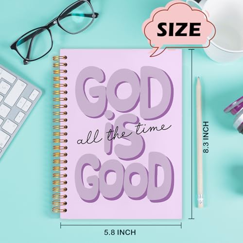Yhtrg Purple Preppy God Is Good Notebooks, Brown Christian Spiral Notebook Gift for Women, Bible Journaling Notebooks for Office School Supplies, 5.5x8.3 Inch - color: god13