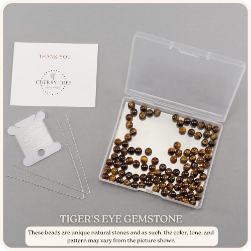 Cherry Tree Collection 100PCS 6mm Tiger Eye Round Bead Craft Kit - color: tiger eye, size: 6mm