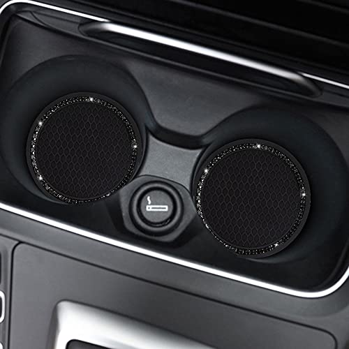 2 Pack Car Cup Holder Coaster, 2.75 Inch Bling Cup Holder Insert Mat - color: Black