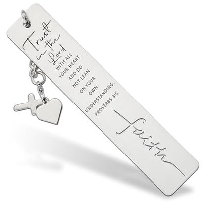 Christian Trust Bookmark, Inspirational Faith Gift with Proverbs 3:5 Scripture, Spiritual Reading Accessory for Religious Book Lovers & Spiritual Readers, Faith13
