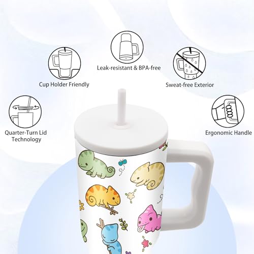Axolotl Gifts for Girls 24oz Salamander Tumbler with Handle & Straw - color: Axolotl1