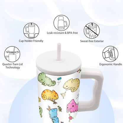 Axolotl Gifts for Girls 24oz Salamander Tumbler with Handle & Straw - color: Axolotl1