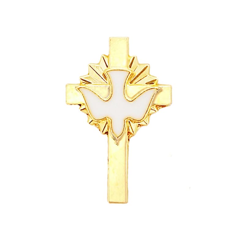 Holy Spirit Cross Dove Lapel Pins, Religious Brooches for Sacramental Gifts