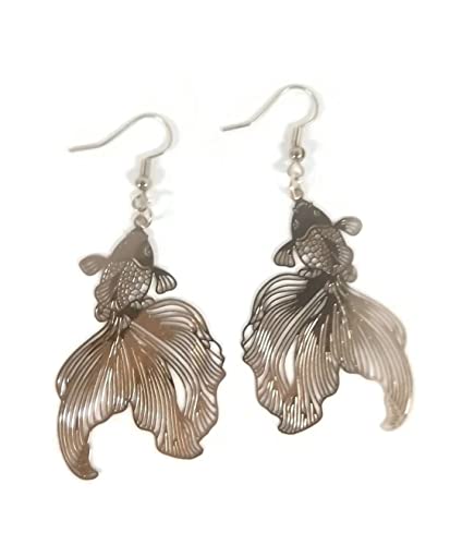 Gold Dangle Betta Fish Earrings