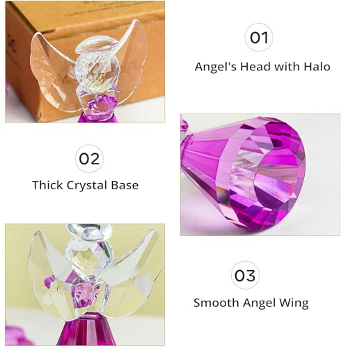 3'' Purple Crystal Guardian Angel Figurine Art Glass Angel Gifts For Women - style: Purple Angel