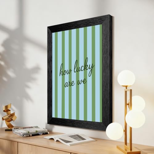 How Lucky Are Canvas Wall Art Script Poster 12x16in Black Framed Flat - color: style 02, size: 12"L x 16"W
