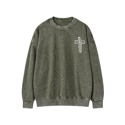 Fall Oversized Crewneck Sweatshirt For Women Men Kingdom Of God - color: Army Green, size: 4X-Large