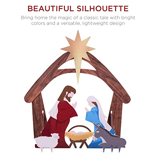 Best Choice Products 4ft Outdoor Nativity Scene, Weather-Resistant Decor, Christmas Holy Family Yard Decoration, Water-Resistant PVC - Colored - color: Multicolor - 4ft