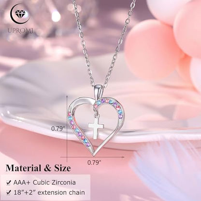 UPROMI Cross Necklace for Girls Back to School Baptism Graduation Gifts - style: God bless you