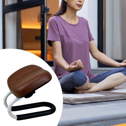 Menolana Ergonomic Folding Meditation Bench with Padded Seat, Wooden Kneeling Stool for Prayer and Stretching, Non-Slip Design for Home and Studio - color: Brown B