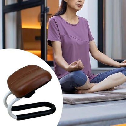 Menolana Ergonomic Folding Meditation Bench with Padded Seat, Wooden Kneeling Stool for Prayer and Stretching, Non-Slip Design for Home and Studio - color: Brown B