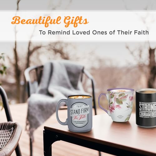 Christian Art Gifts Large Ceramic Scripture Coffee Mug for Women - color: Purple/Strength & Dignity