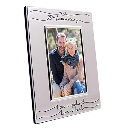 Haysom Interiors Beautiful Two Tone Silver Plated 25th Anniversary 4" x 6" Picture Frame with Black Velvet | Unique and Thoughtful Gift Idea by Happy Homewares - size: 25th Anniversary