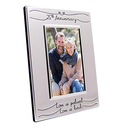 Haysom Interiors Beautiful Two Tone Silver Plated 25th Anniversary 4" x 6" Picture Frame with Black Velvet | Unique and Thoughtful Gift Idea by Happy Homewares - size: 25th Anniversary