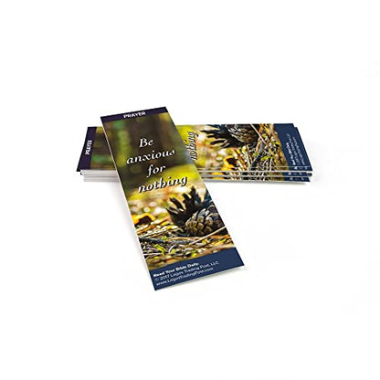 Christian Bookmark with Bible Verse, Pack of 25, Prayer Themed, Be Anxious for Nothing, Philippians 4:6-7