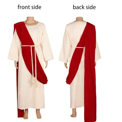 Jesus Costume Adult Men Biblical Religious Christ Costume Includes Waist Rope For Disciple Costumes - color: Beige, size: Medium